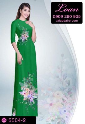 Vải áo dài hoa trên dưới-DT 5504