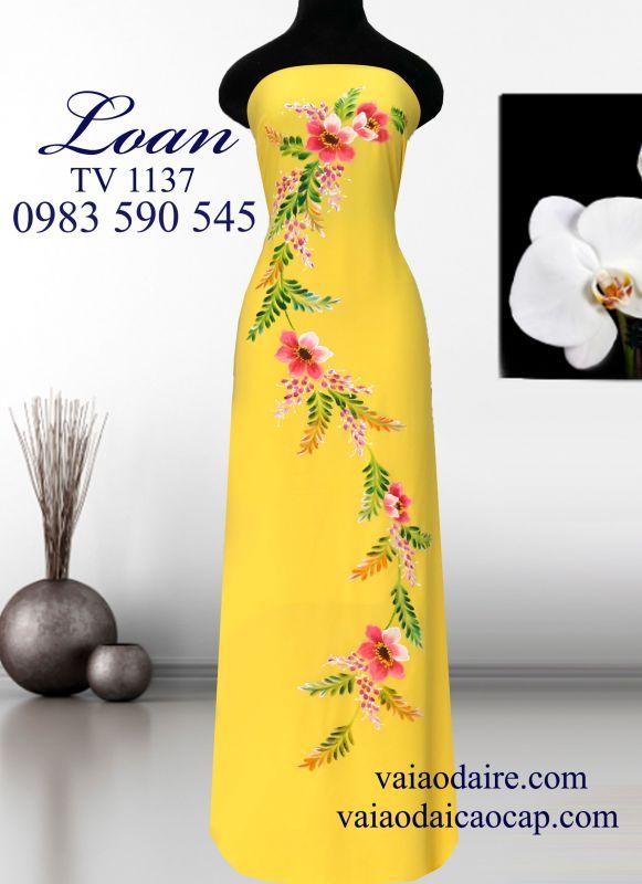 Vải áo dài vẽ sơn mài