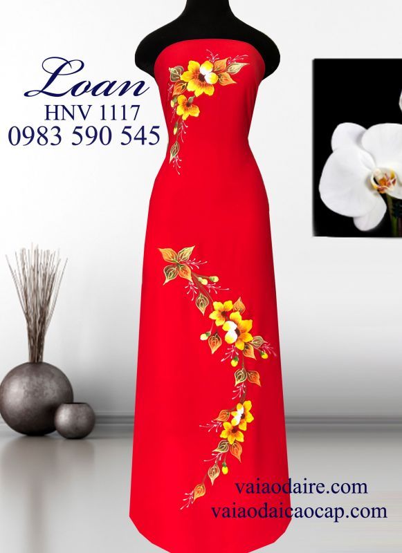 Vải áo dài vẽ sơn mài