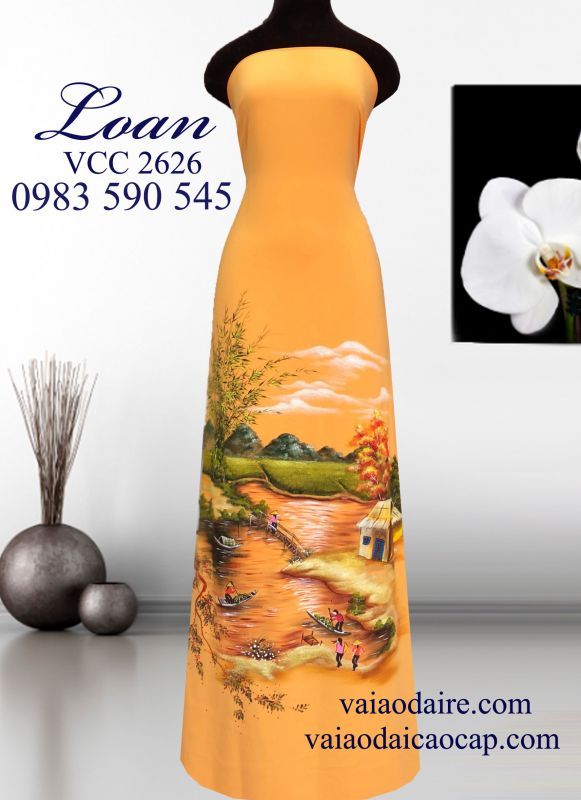 Vải áo dài vẽ phong cảnh