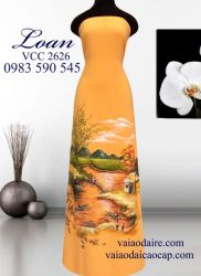 Vải áo dài vẽ phong cảnh