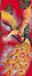 Vải áo dài vẽ Phượng Hoàng