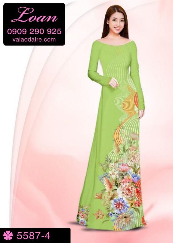Vải áo dài hoa chạy dọc