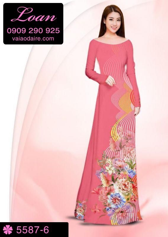 Vải áo dài hoa chạy dọc