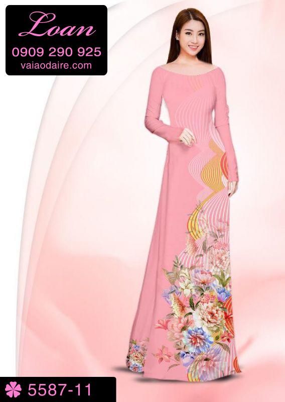Vải áo dài hoa chạy dọc