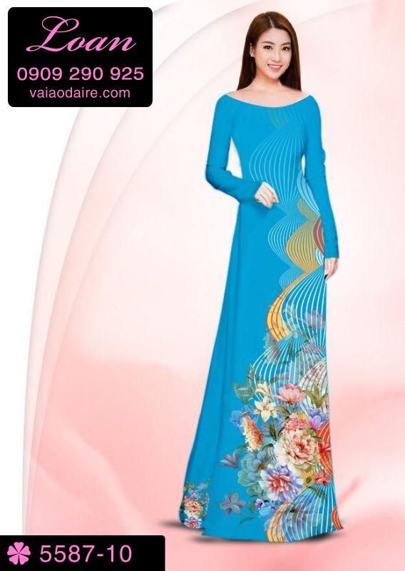 Vải áo dài hoa chạy dọc