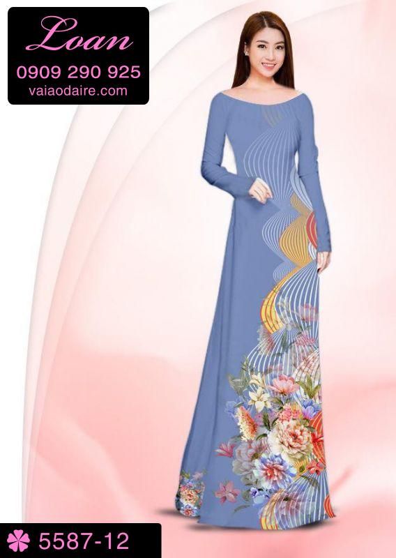 Vải áo dài hoa chạy dọc