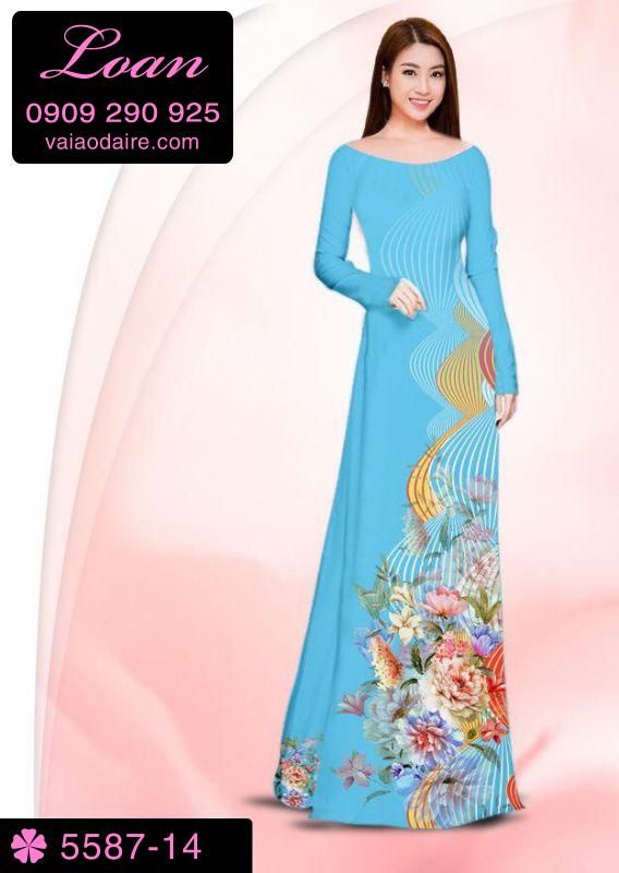 Vải áo dài hoa chạy dọc
