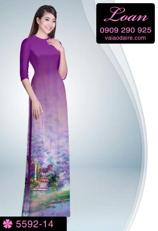 Vải áo dài phong cảnh