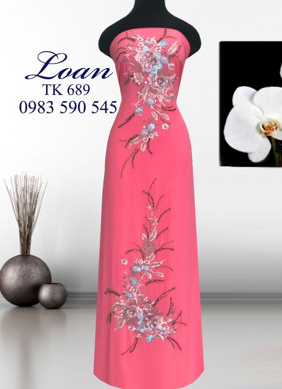 Vải áo dài kết hoa 3d