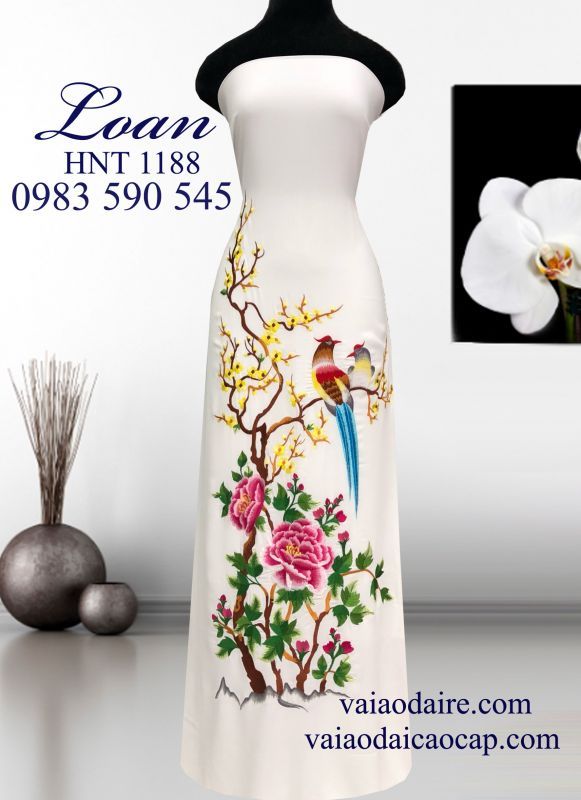 Vải áo dài Thái Tuấn thêu hoa