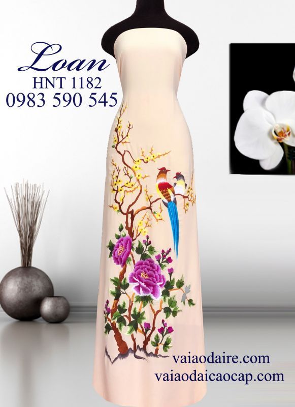 Vải áo dài Thái Tuấn thêu hoa