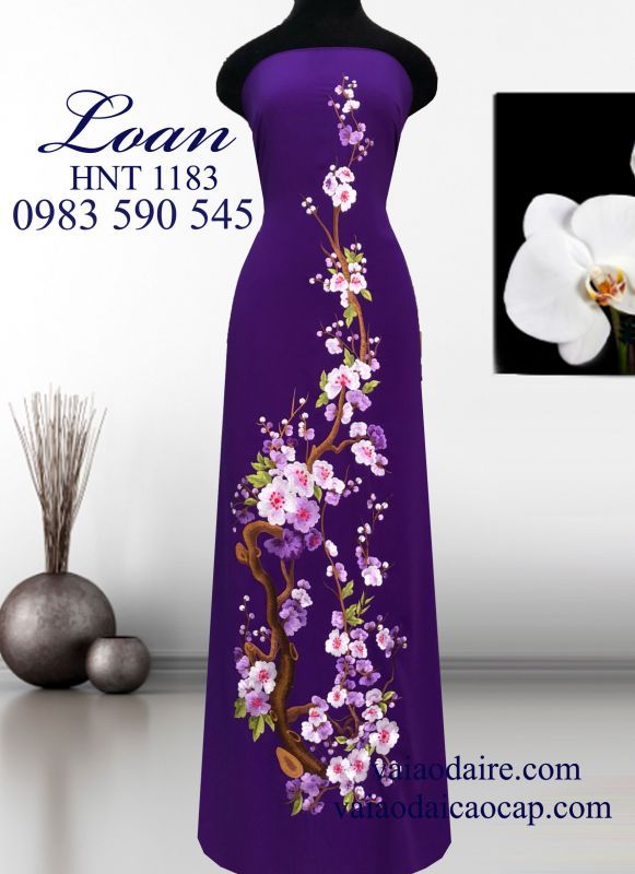 Vải áo dài Thái Tuấn thêu hoa