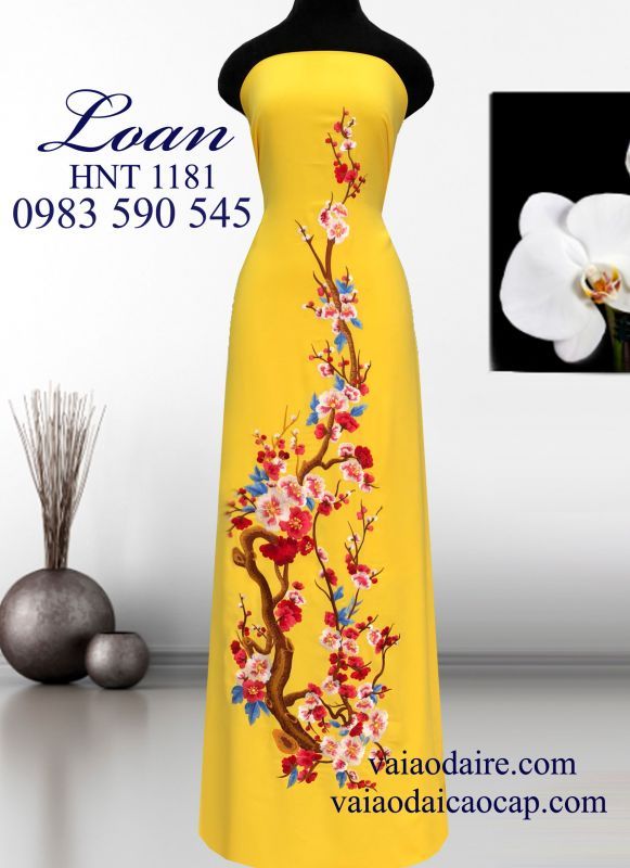 Vải áo dài Thái Tuấn thêu hoa