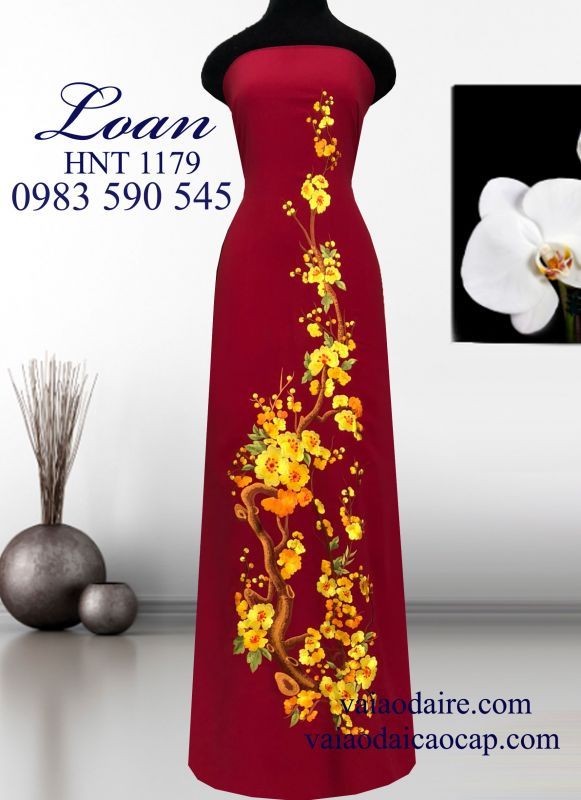 Vải áo dài Thái Tuấn thêu hoa
