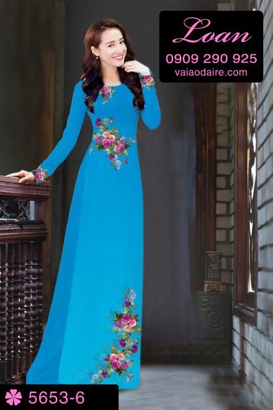 Vải áo dài hoa trên dưới