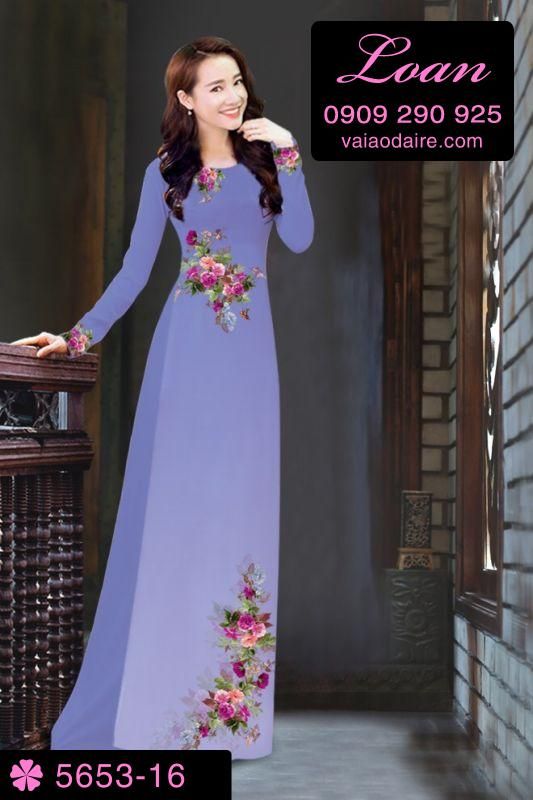 Vải áo dài hoa trên dưới