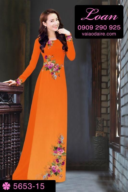 Vải áo dài hoa trên dưới