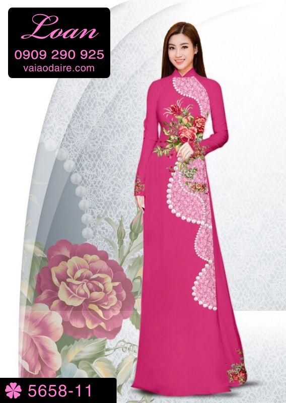Vải áo dài hoa chạy dọc