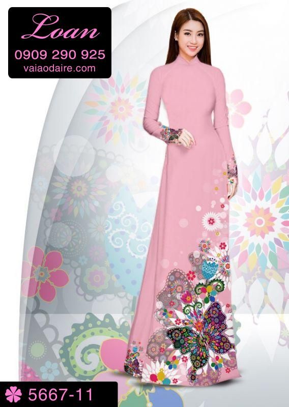 Vải áo dài hoa bướm