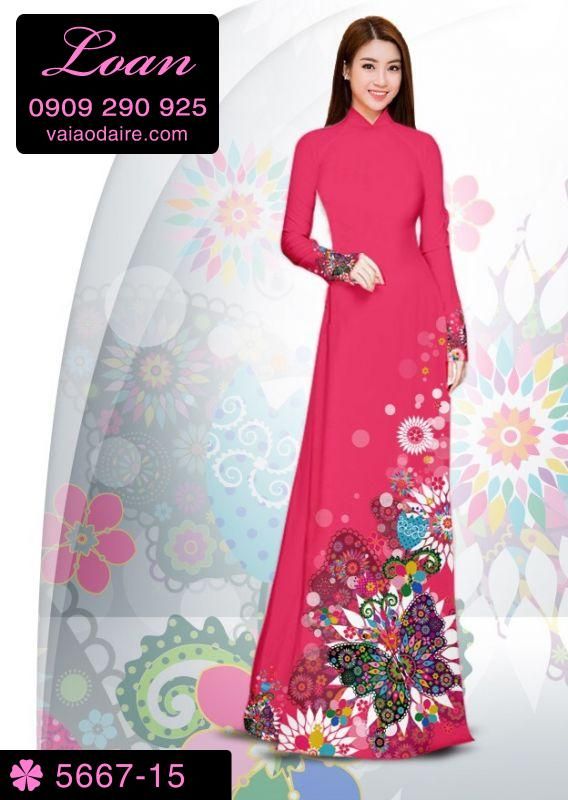 Vải áo dài hoa bướm