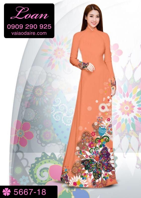 Vải áo dài hoa bướm