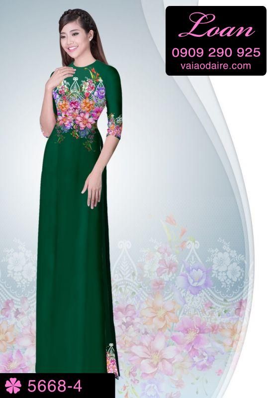 Vải áo dài hoa trên ngực