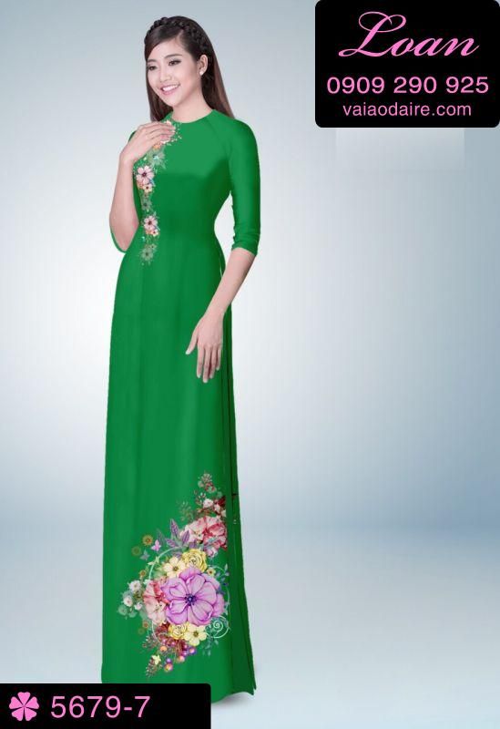 Vải áo dài hoa trên dưới