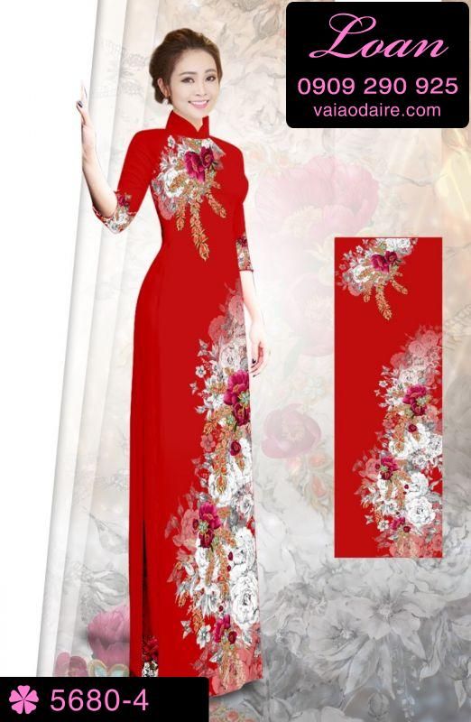 Vải áo dài hoa trên dưới