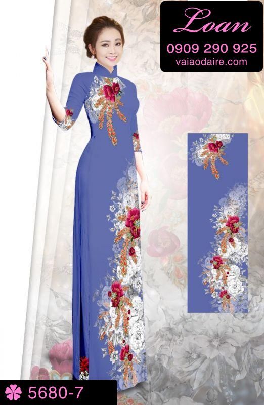 Vải áo dài hoa trên dưới