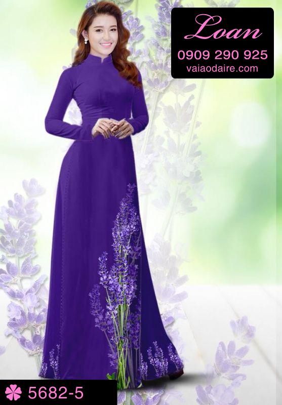 Vải áo dài hoa Lavender