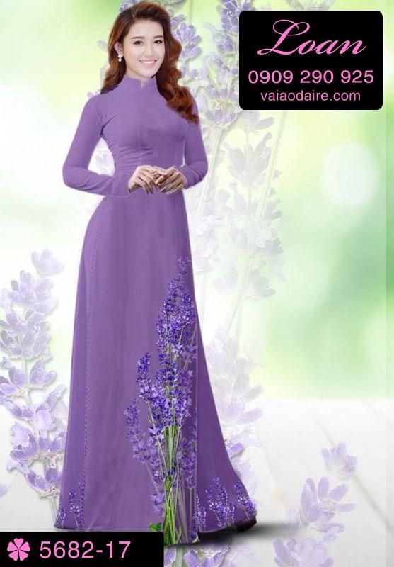 Vải áo dài hoa Lavender