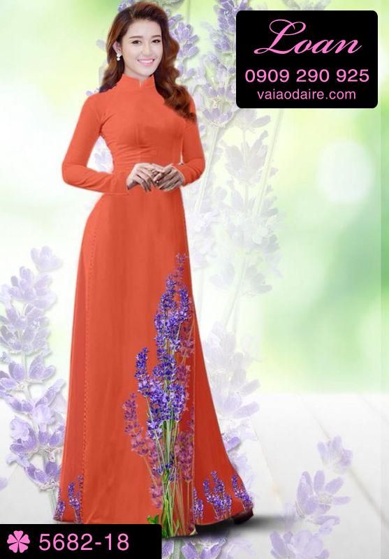 Vải áo dài hoa Lavender