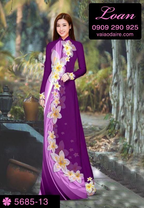 Vải áo dài hoa chạy dọc