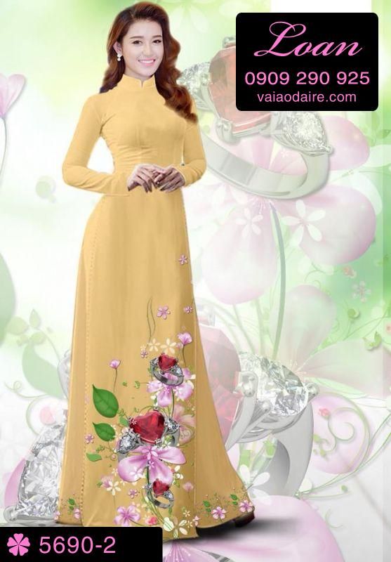 Vải áo dài hoa 3D