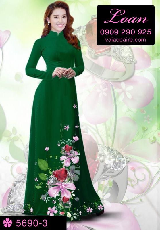 Vải áo dài hoa 3D