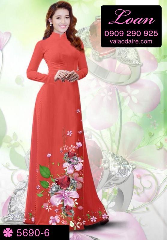 Vải áo dài hoa 3D