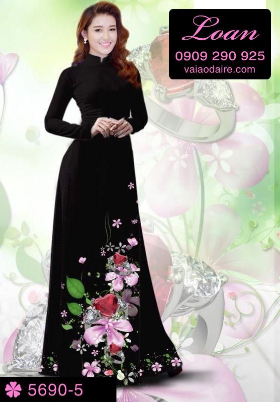 Vải áo dài hoa 3D