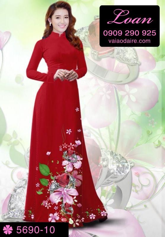 Vải áo dài hoa 3D
