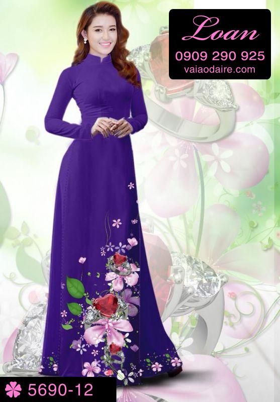Vải áo dài hoa 3D