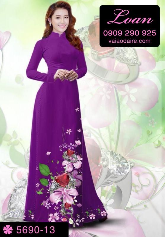 Vải áo dài hoa 3D