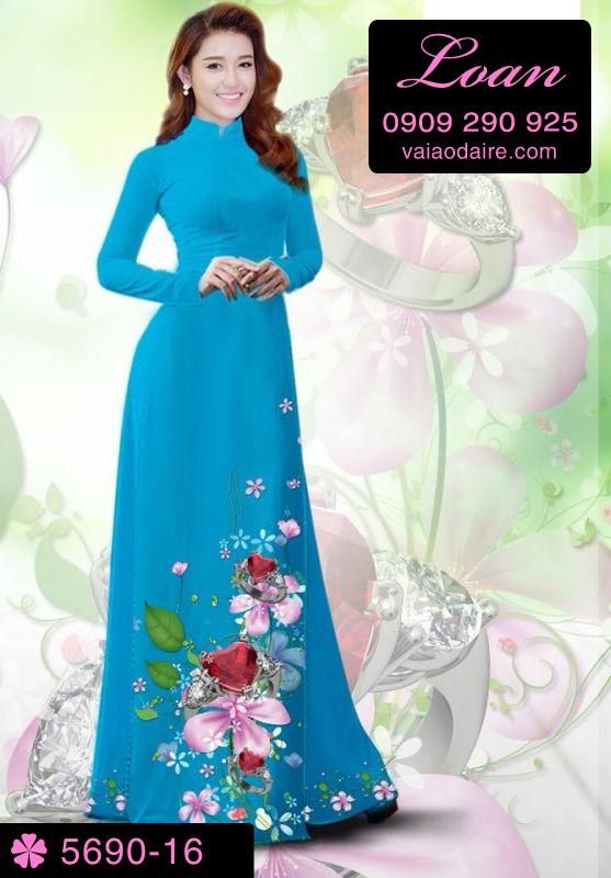 Vải áo dài hoa 3D