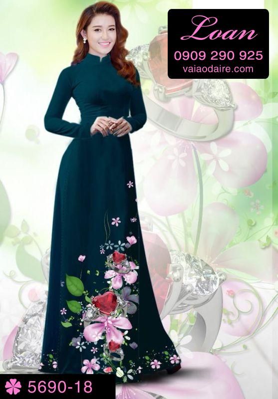 Vải áo dài hoa 3D