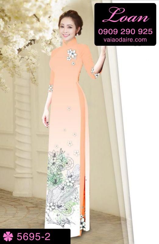 Vải áo dài hoa trên dưới