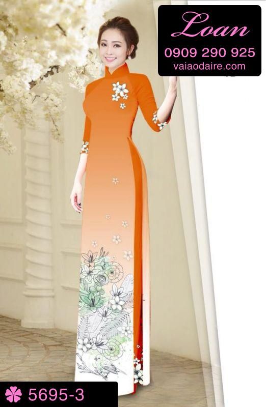 Vải áo dài hoa trên dưới