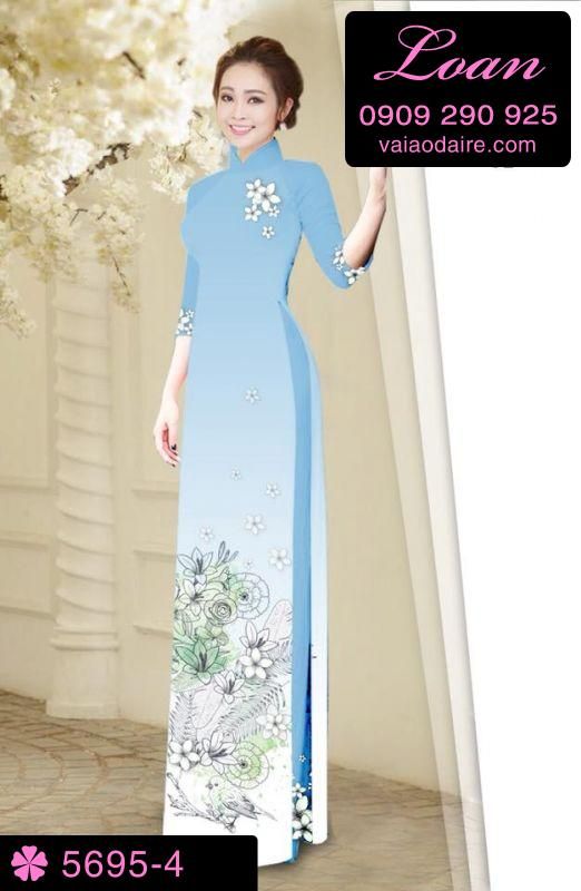 Vải áo dài hoa trên dưới