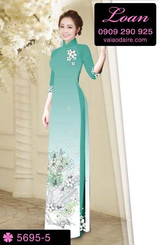 Vải áo dài hoa trên dưới