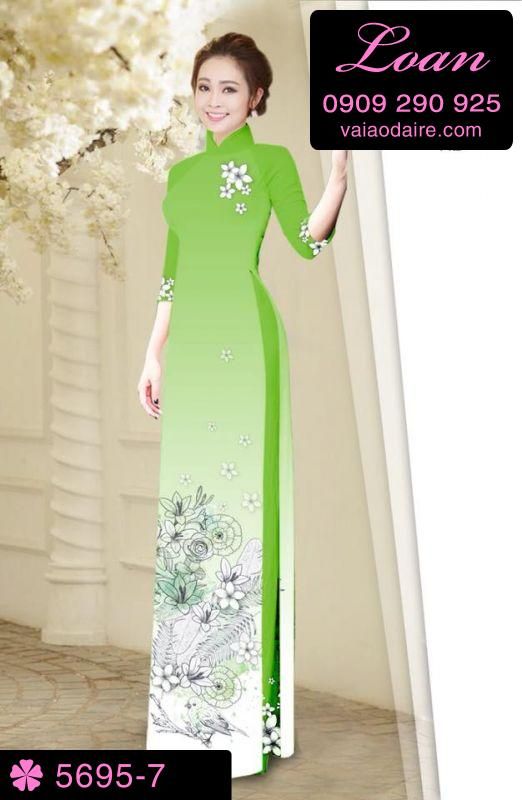Vải áo dài hoa trên dưới