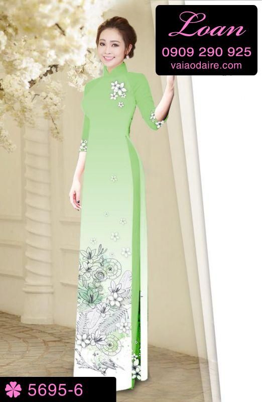 Vải áo dài hoa trên dưới