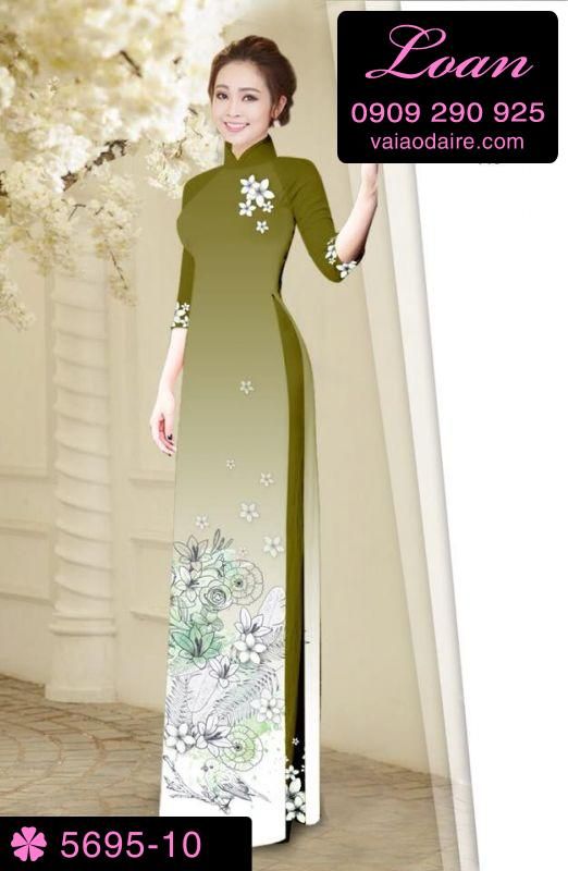 Vải áo dài hoa trên dưới